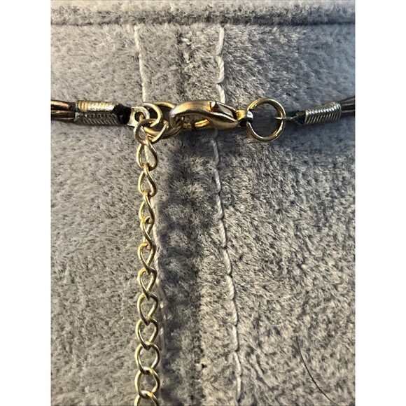 Cindy Ensor Designs Leather Hand Knotted Blue & Gray Crystal Cluster Necklace - Picture 6 of 6